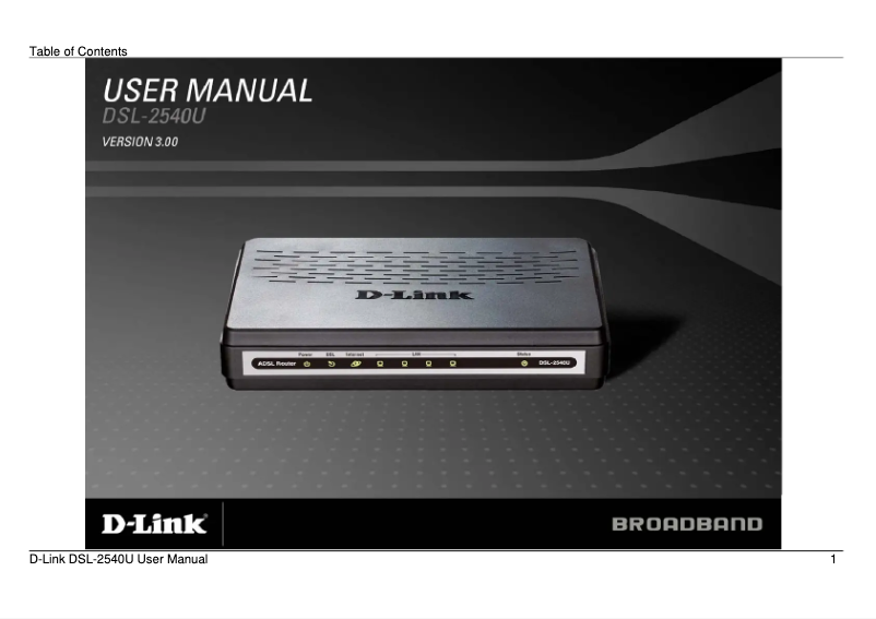 Página 1 del manual Manual de usuario D-Link DSL-2540U