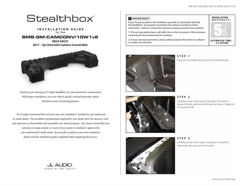Image de la première page du manuel de l'appareil Stealthbox