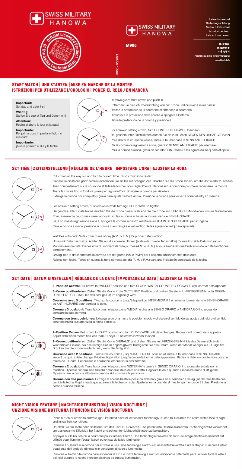Page 1 of the manual User Manual Swiss Military Hanowa Aerograph Night Vision
