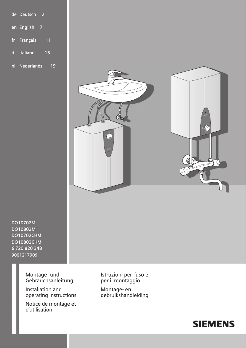 Page 1 de la notice Manuel utilisateur Siemens DO10702M