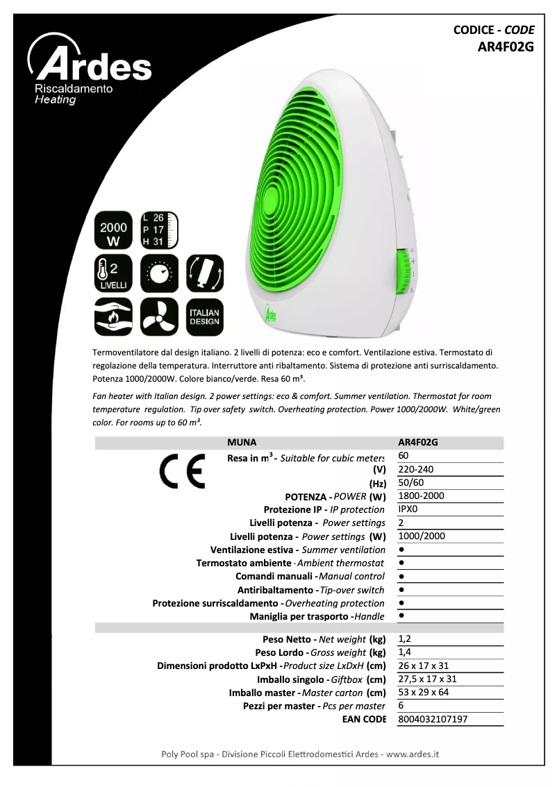 Image de la première page du manuel de l'appareil AR4F02G