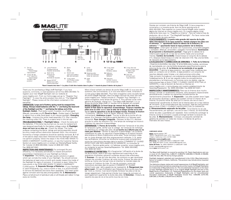 Página 1 del manual Manual de uso y mantenimiento Maglite S2D016