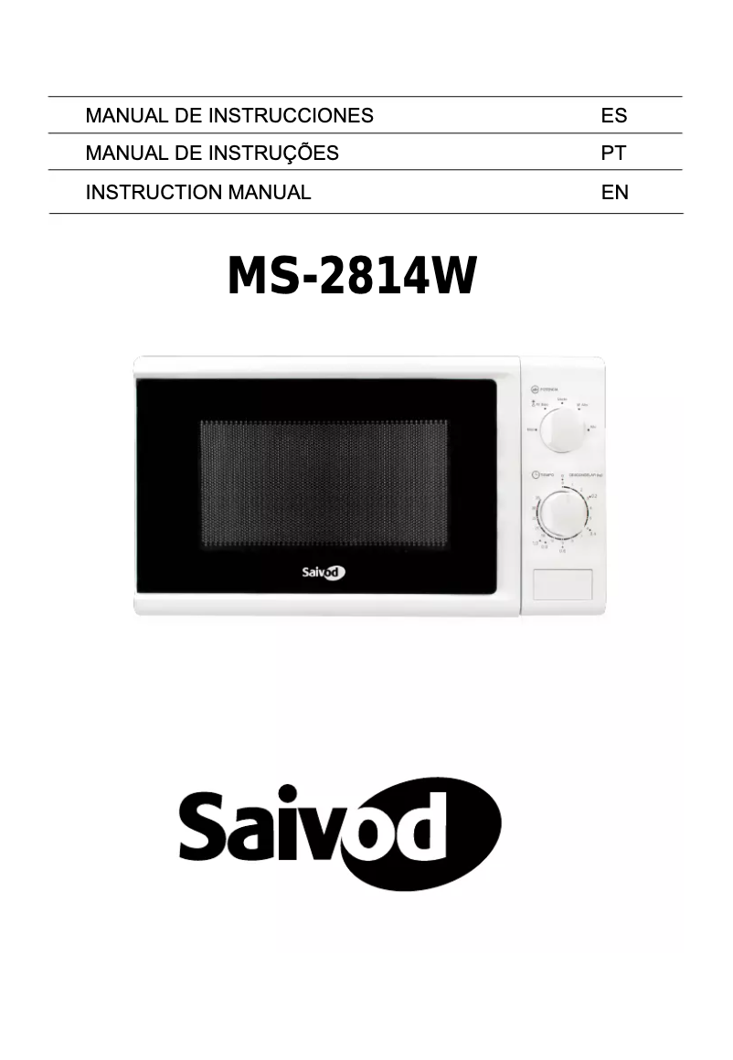 Page n°1 - Manuel utilisateur Saivod MS-2814W