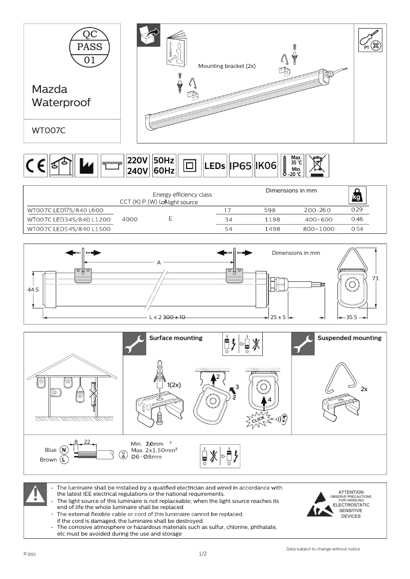 Image de la première page du manuel de l'appareil WT007C