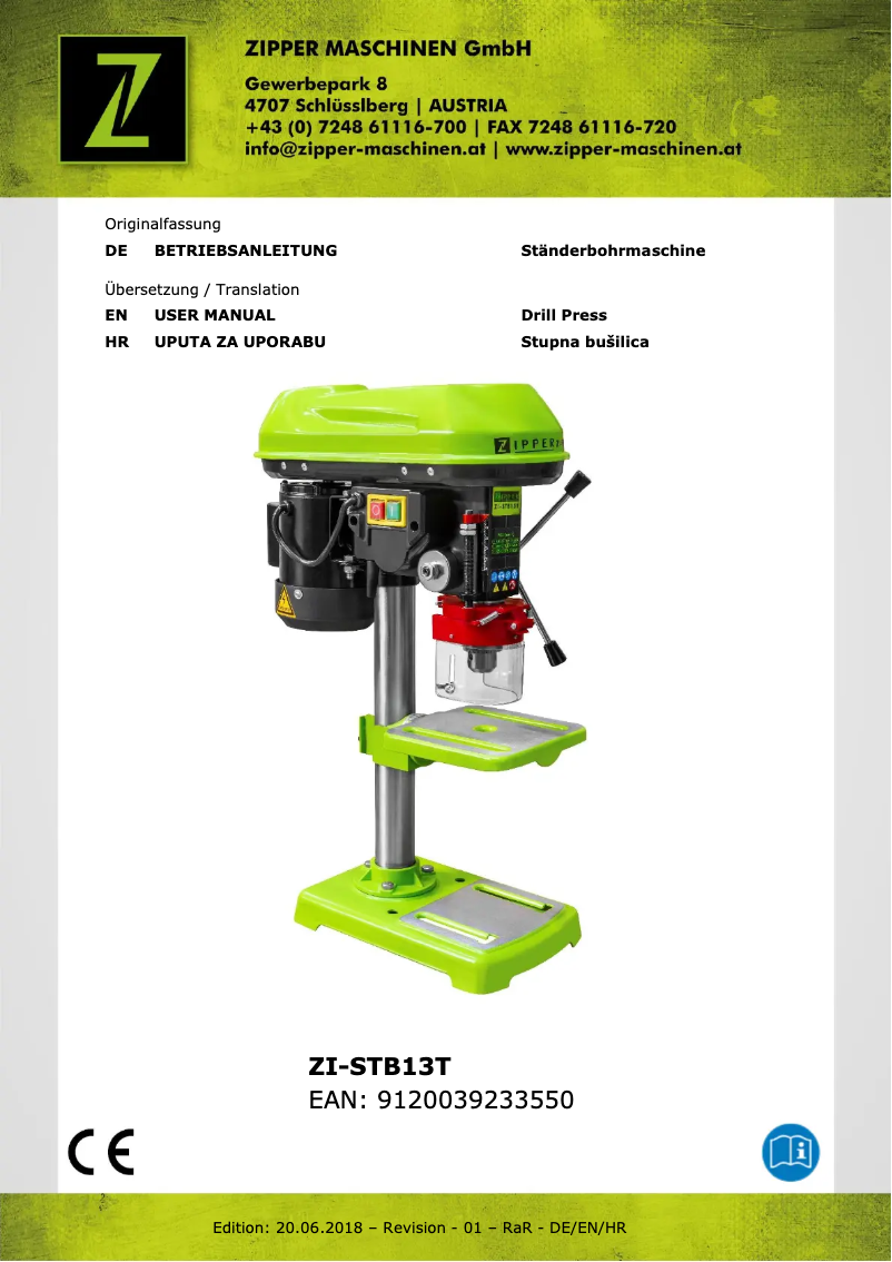 Page 1 de la notice Manuel utilisateur Zipper ZI-STB13T