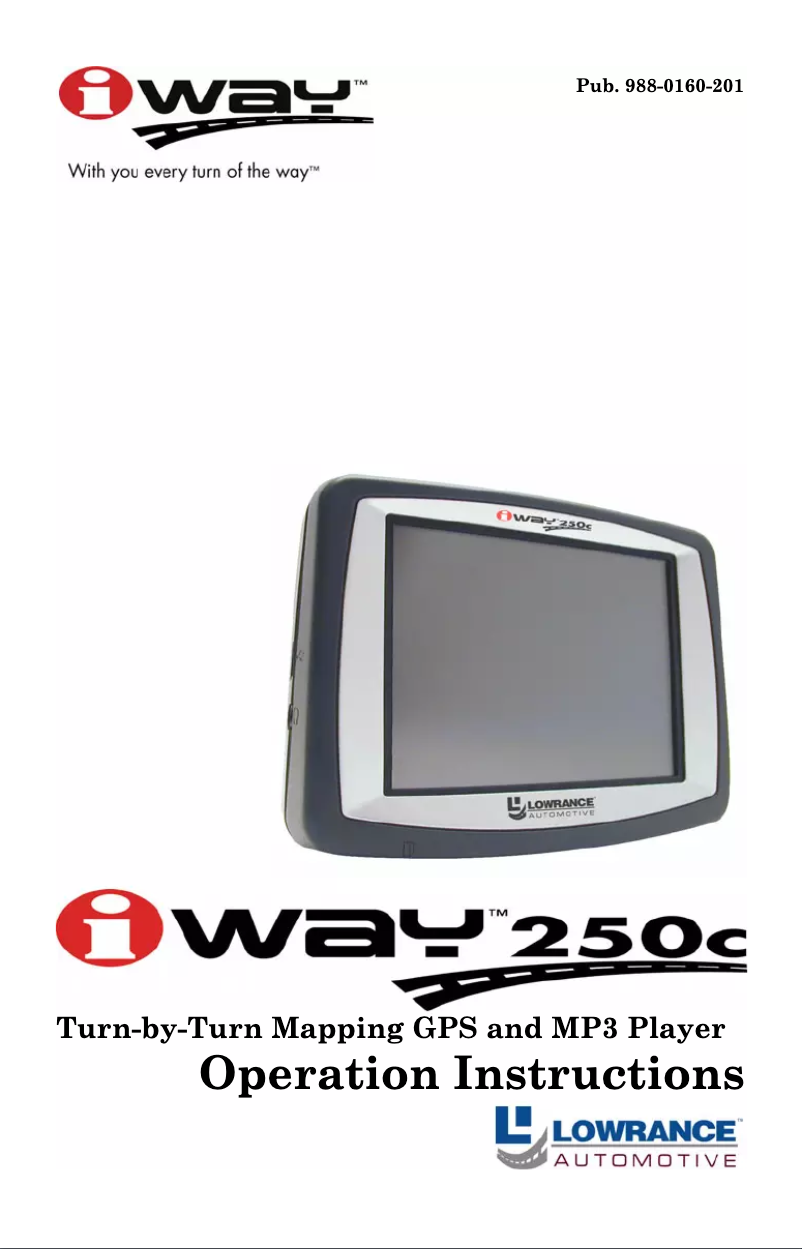 First page image of the manual for iWAY 250C