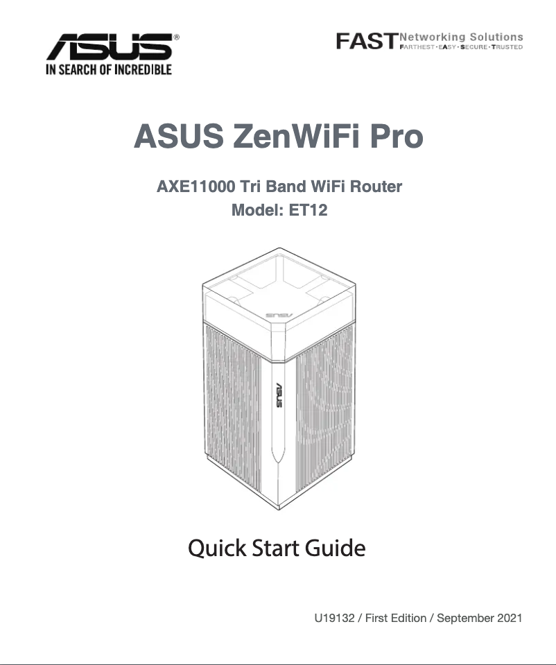 Image de la première page du manuel de l'appareil ZenWiFi Pro ET12