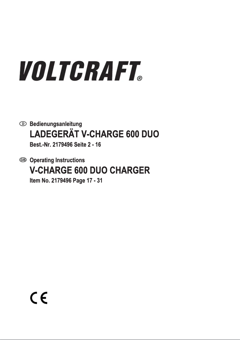 Image de la première page du manuel de l'appareil V-Charge 600 Duo