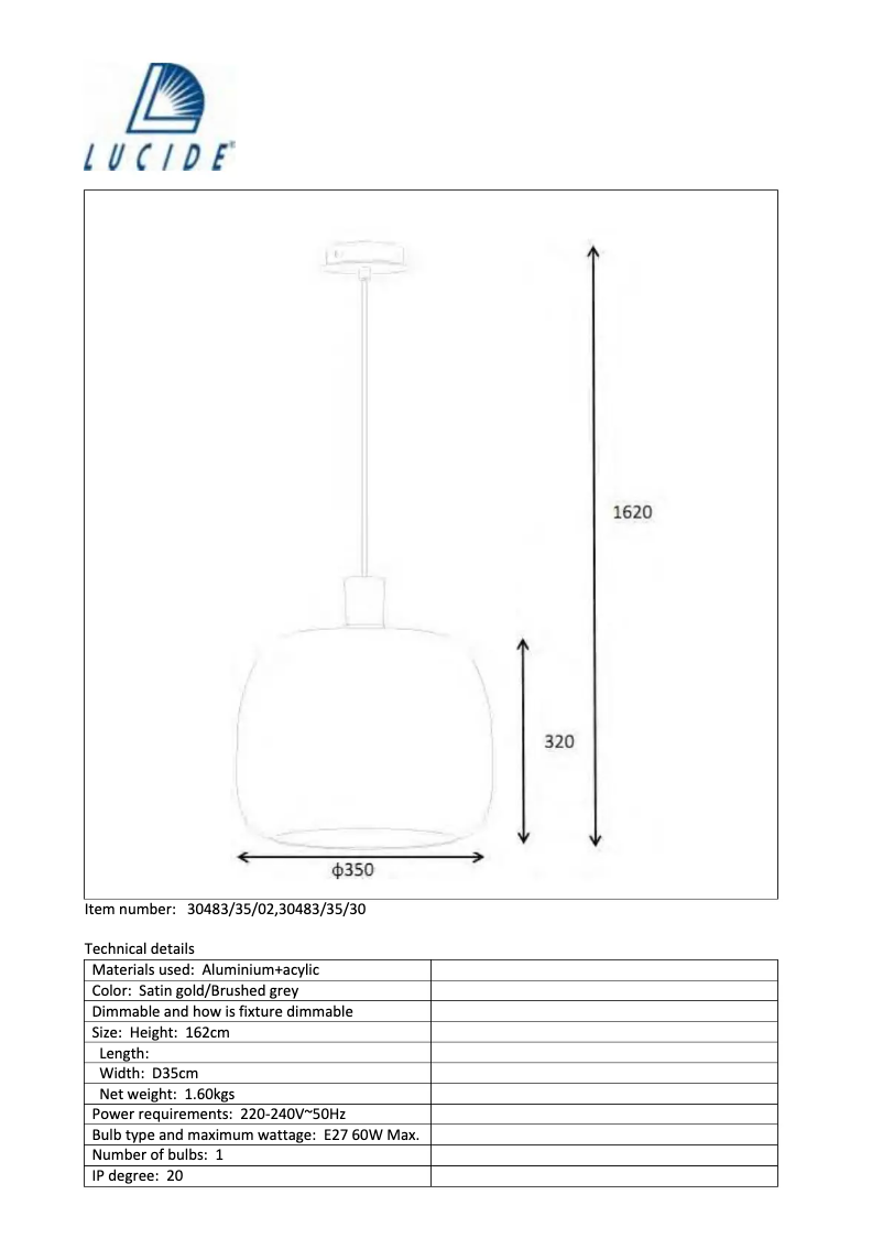 Page n°1 - Manuel utilisateur Lucide Acros