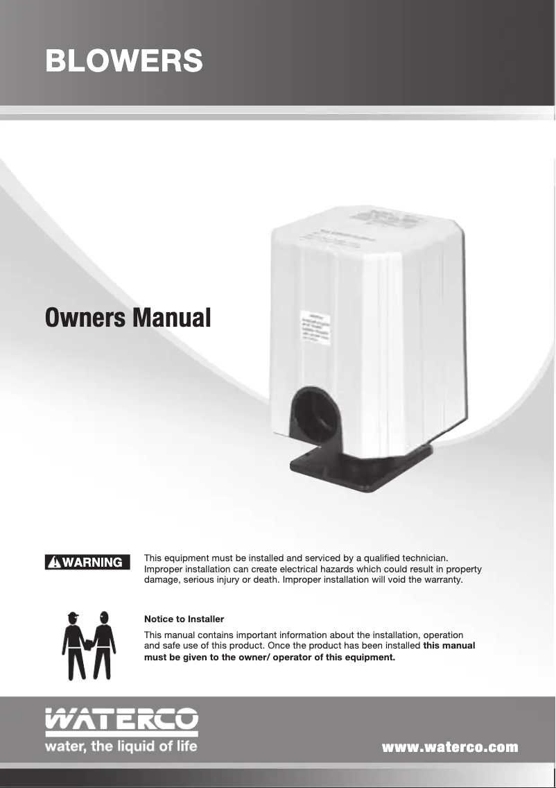 Page 1 de la notice Manuel utilisateur Waterco Airflo Spa