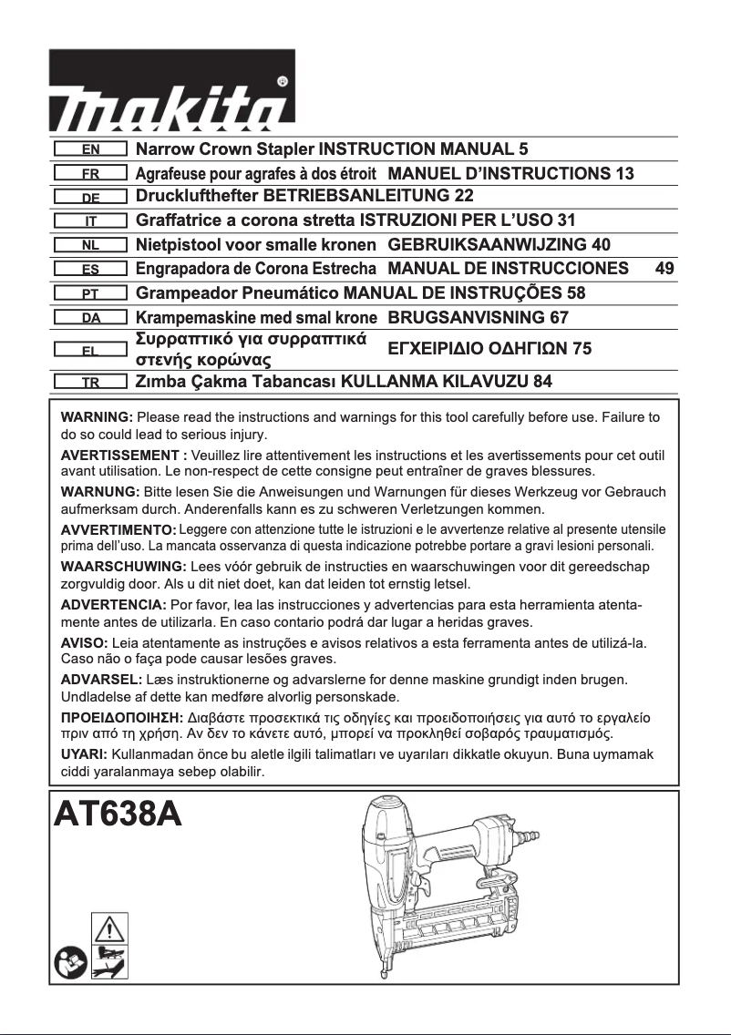 Page 1 de la notice Manuel utilisateur Makita AT638A