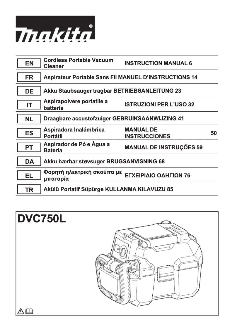 Page n°1 - Manuel utilisateur Makita DVC750LZX1