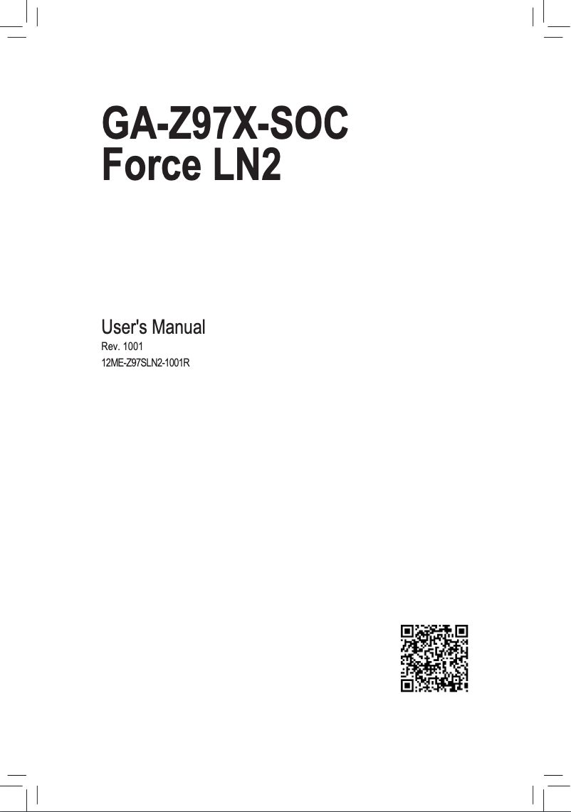 Page 1 de la notice Manuel utilisateur Gigabyte GA-Z97X-SOC Force LN2