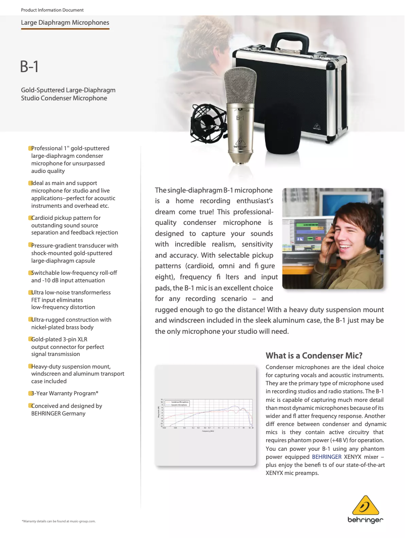 Page 1 de la notice Fiche technique Behringer B-1