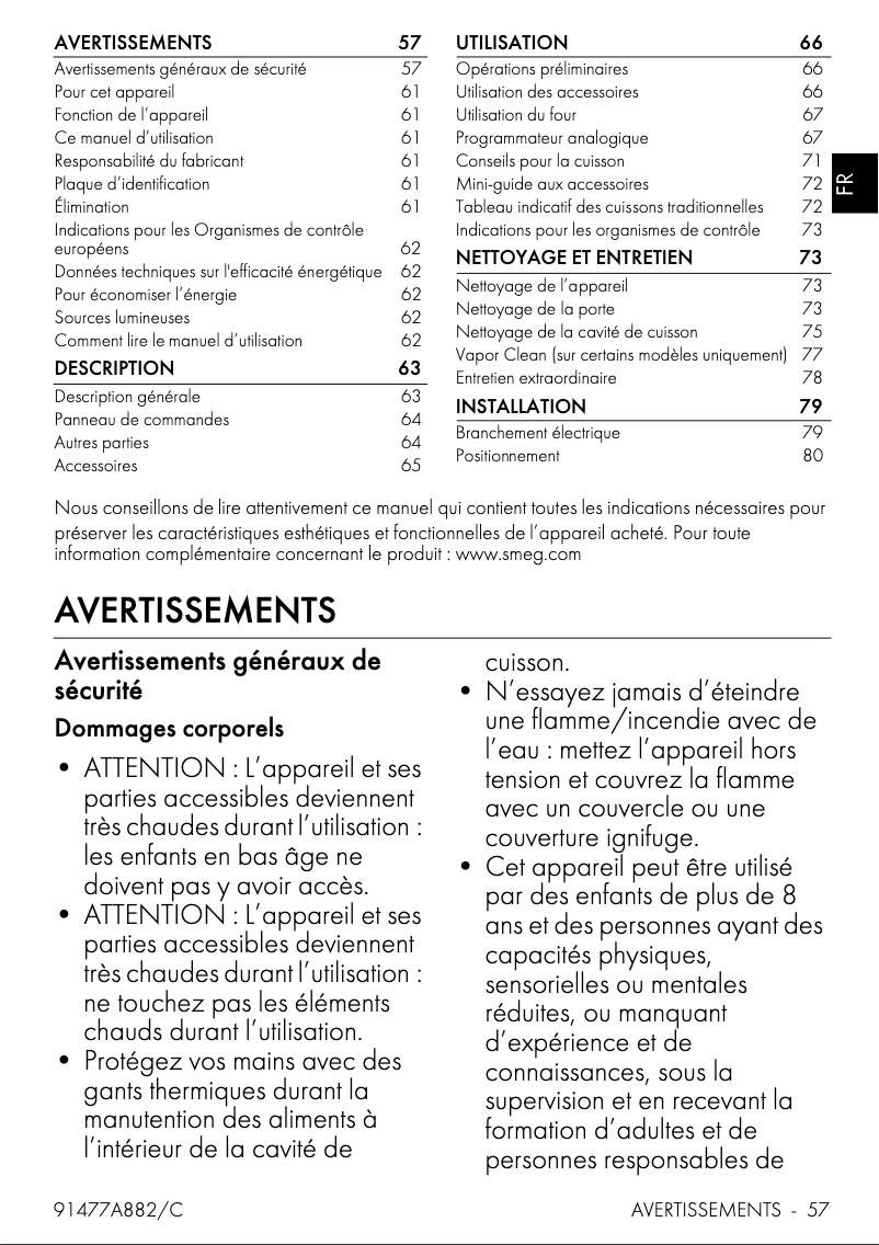 Page n°1 - Manuel utilisateur Smeg SF6400PZB