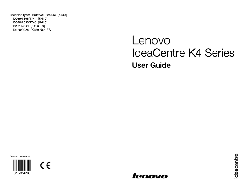 Page 1 de la notice Manuel utilisateur Lenovo IdeaCentre K450