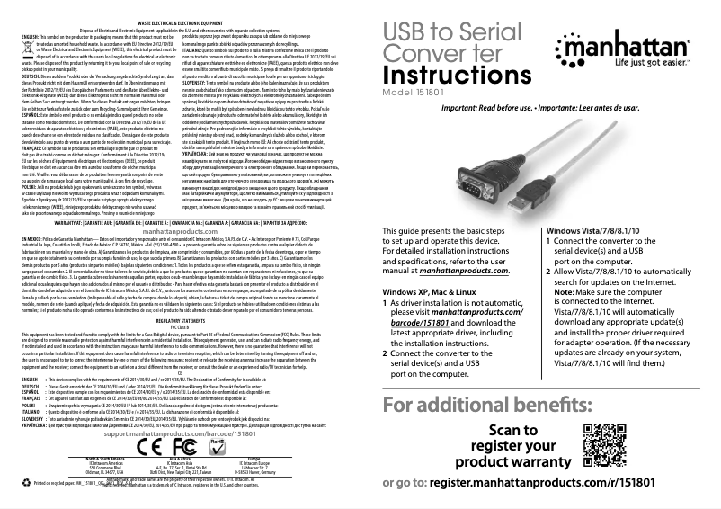 Page n°1 - Manuel utilisateur Manhattan 151801