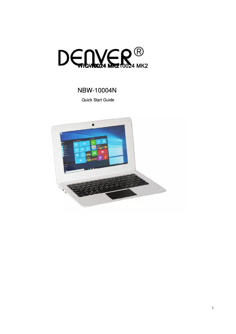 Page n°1 - Manuel utilisateur Denver NBW-10004N