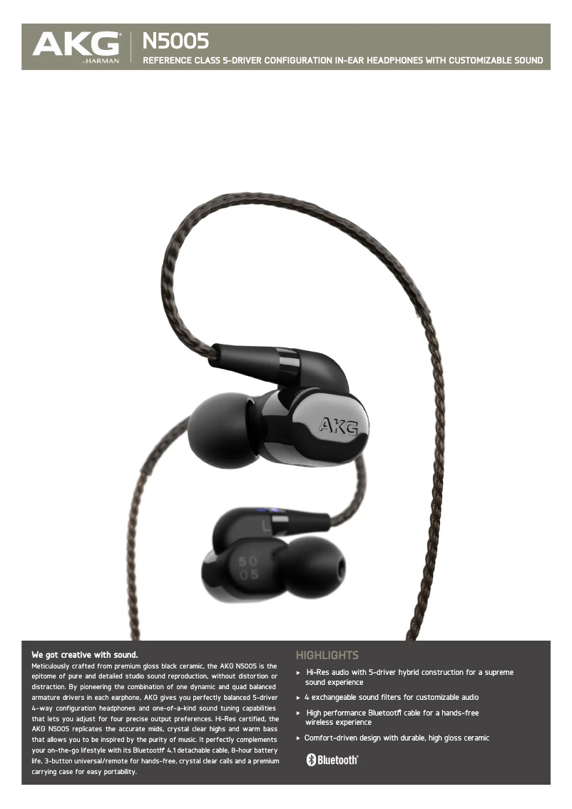 Page 1 de la notice Fiche technique AKG N5005