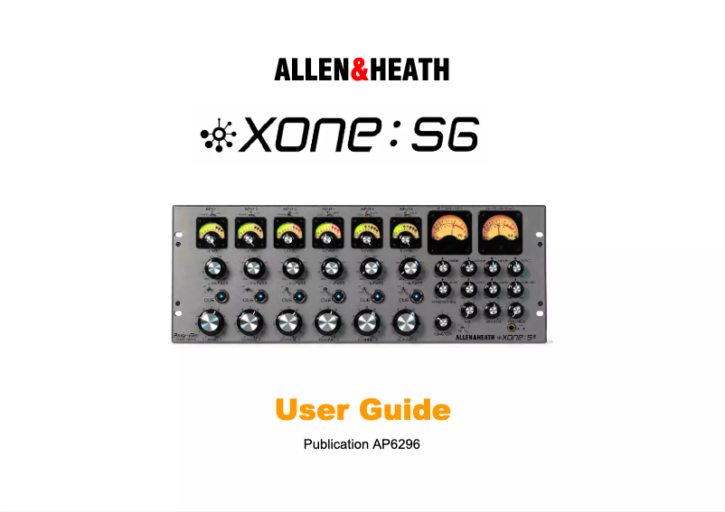Page 1 de la notice Manuel utilisateur Allen & Heath Xone:S6