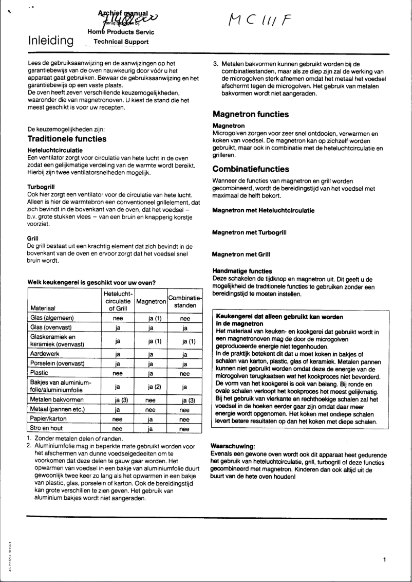 Image de la première page du manuel de l'appareil MC111F