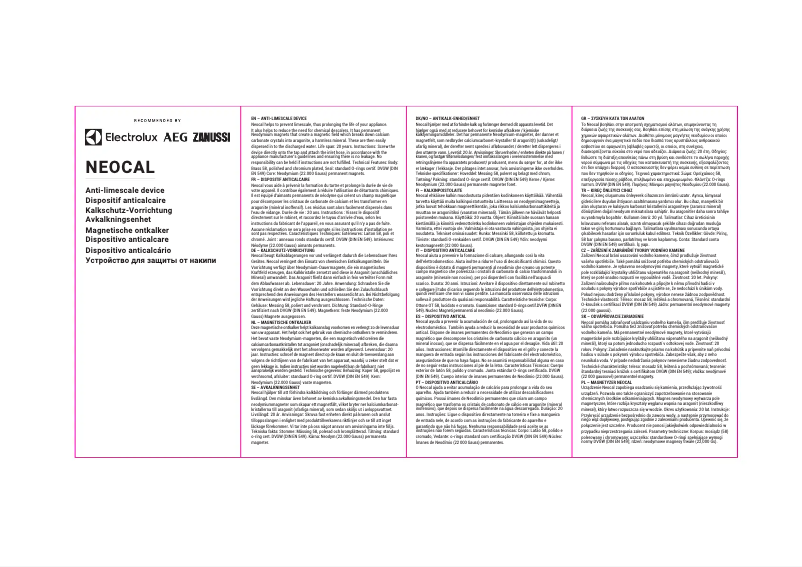 Page n°1 - Manuel d'utilisation et d'entretien AEG MCAPOWER