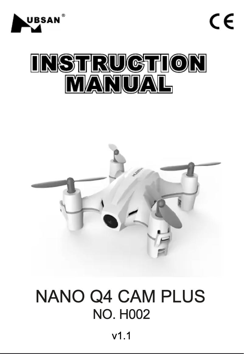 Page 1 de la notice Manuel utilisateur Hubsan Nano Q4 Cam Plus
