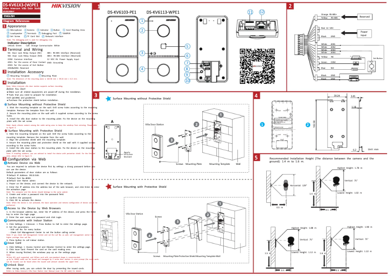 Página 1 del manual Guía de inicio rápido Hikvision DS-KV6103-PE1