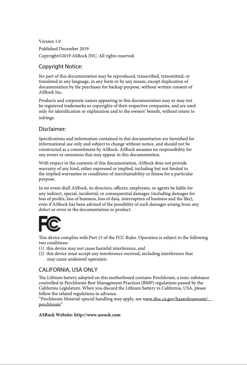 Page n°1 - Manuel utilisateur Asrock J4125M