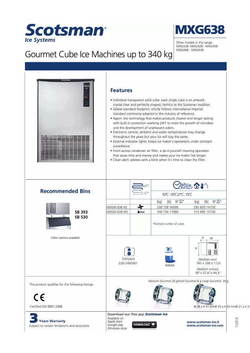 Page n°1 - Manuel utilisateur Scotsman MXGM638AS