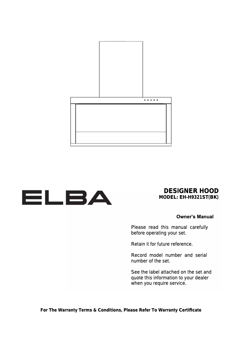 Page 1 de la notice Manuel utilisateur Elba Primo EH-H9321ST(BK)