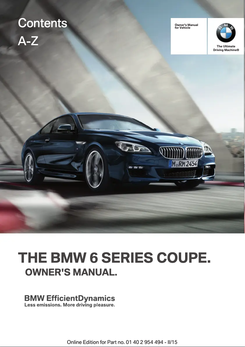 Image de la première page du manuel de l'appareil 650i xDrive Coupe (2015)