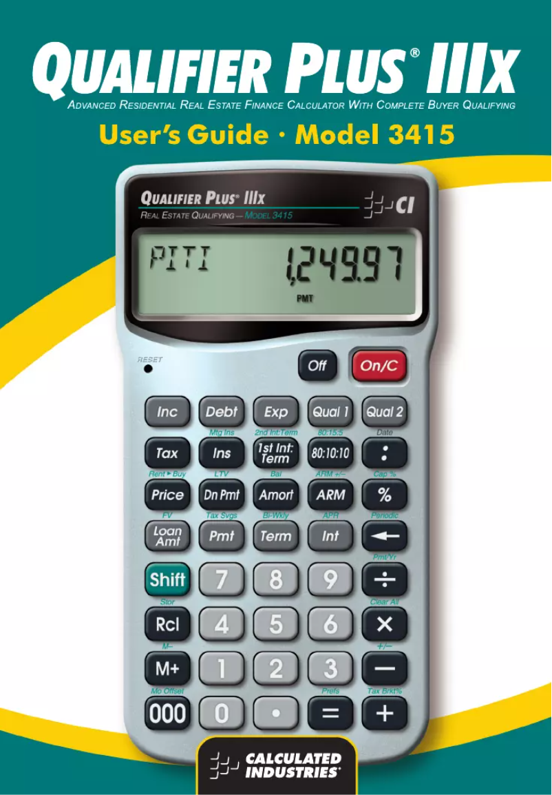 Page 1 de la notice Manuel utilisateur Calculated Industries Qualifier Plus IIIx