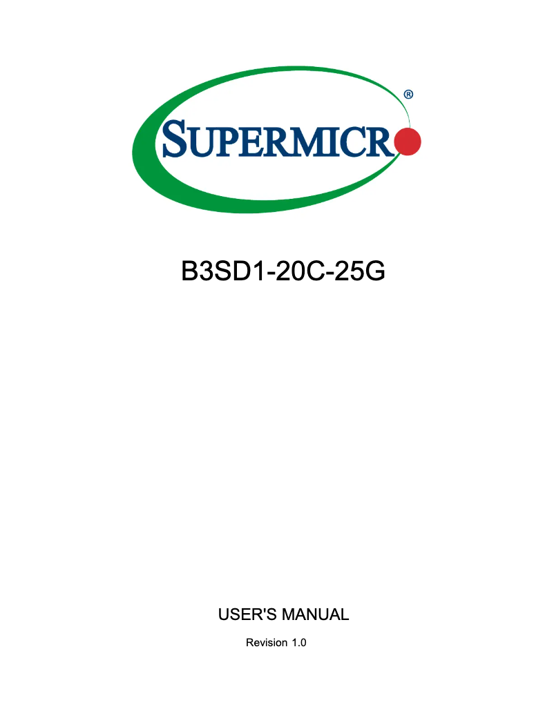 Page 1 de la notice Manuel utilisateur Supermicro B3SD1-20C-25G