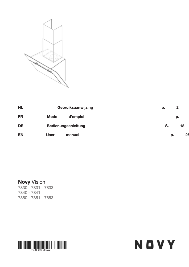 Page n°1 - Manuel utilisateur Novy Vision 7831