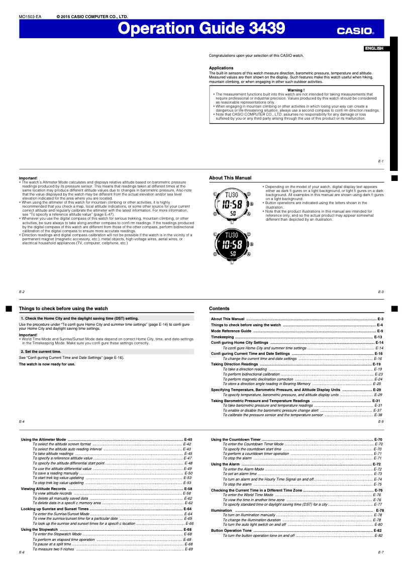 Página 1 del manual Manual de usuario Casio 3439