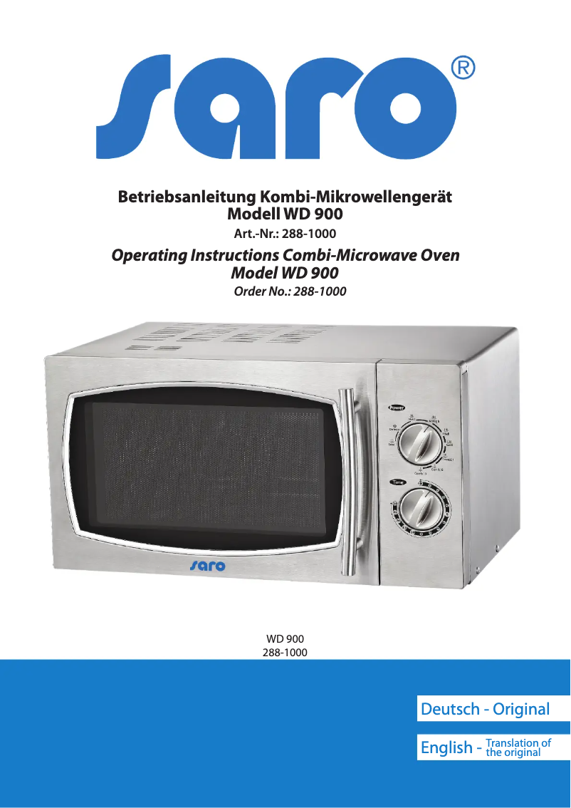 Page 1 de la notice Manuel utilisateur Saro WD 900