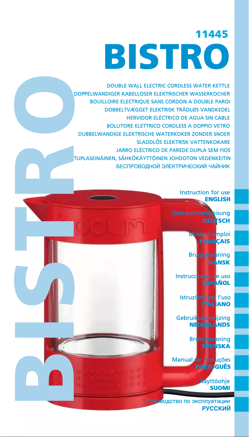Página 1 del manual Manual de usuario Bodum Bistro 11445