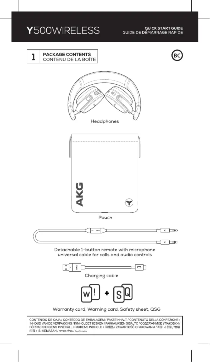 Page n°1 - Manuel utilisateur AKG Y500