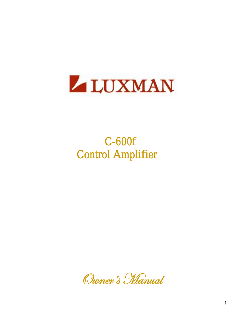 Page 1 de la notice Manuel utilisateur Luxman C-600F