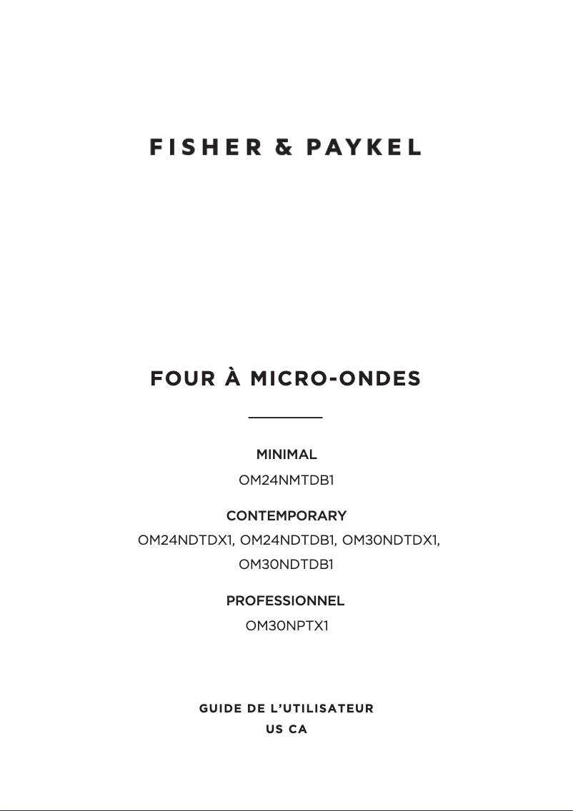 Page n°1 - Manuel utilisateur Fisher & Paykel OM30NDTDX1