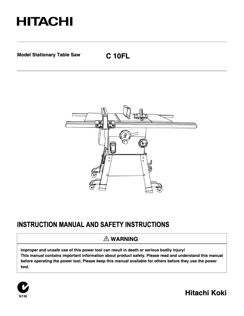 Page 1 de la notice Manuel utilisateur Hitachi C 10FL