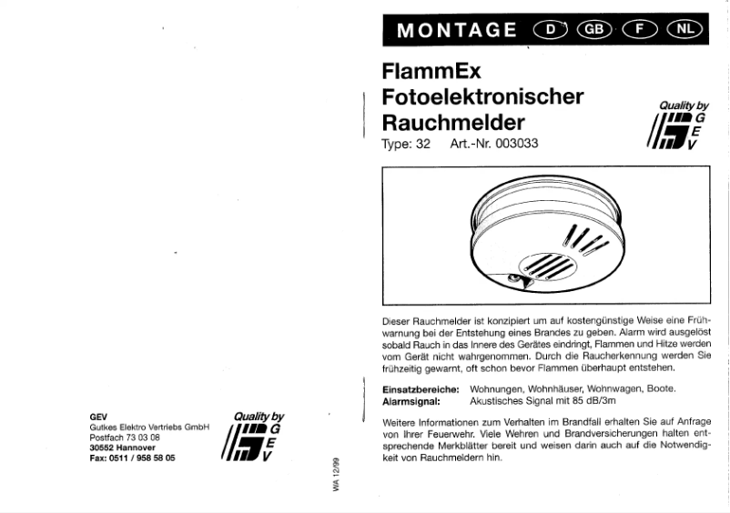 Page n°1 - Manuel utilisateur FlammEx 32