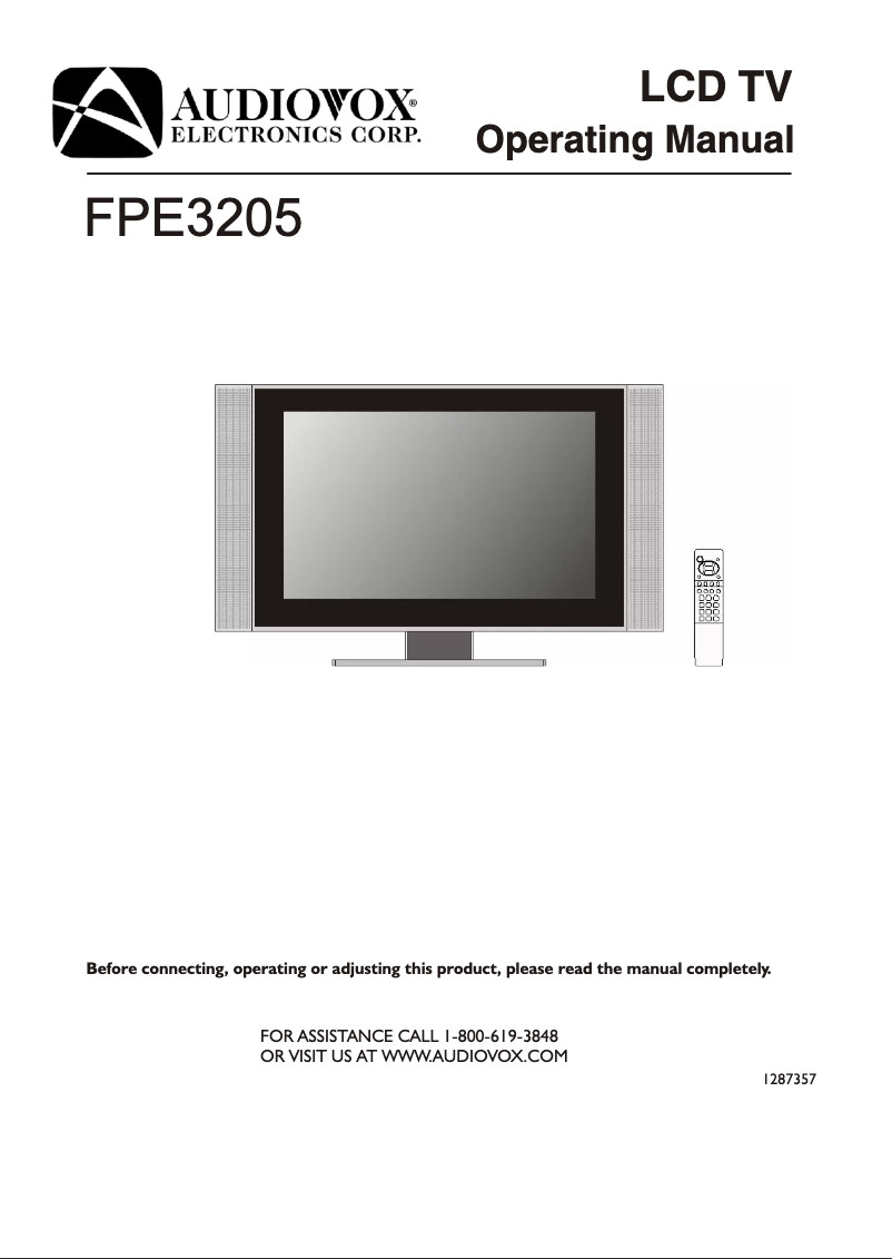Image de la première page du manuel de l'appareil FPE3205