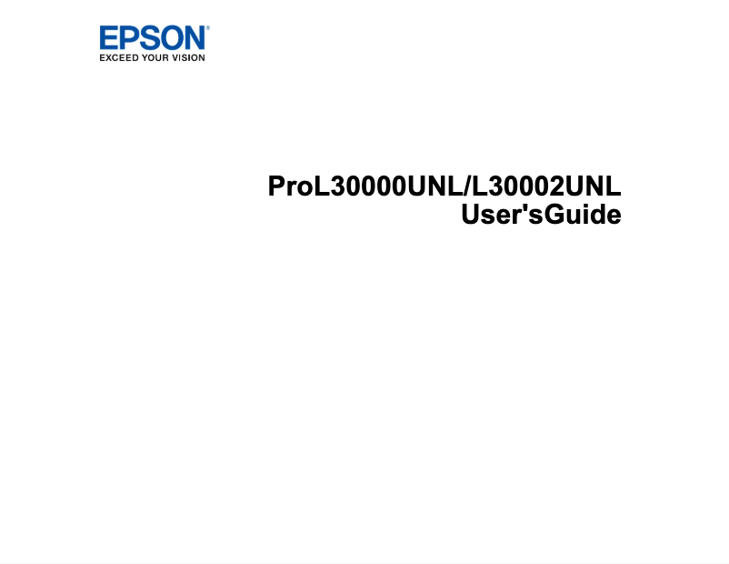 Página 1 del manual Información de garantía Epson Pro L30000U