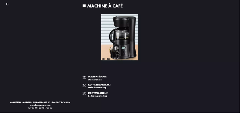 Page n°1 - Manuel utilisateur Bifinett KH 1098