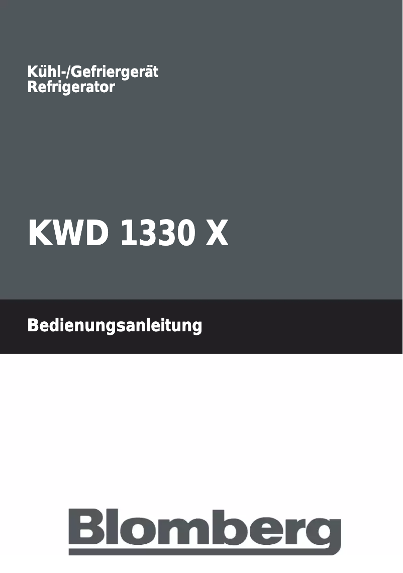 Page n°1 - Manuel utilisateur Blomberg KWD 1330 X