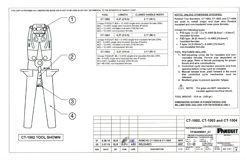 Page n°1 - Dessin technique Panduit CT-1004