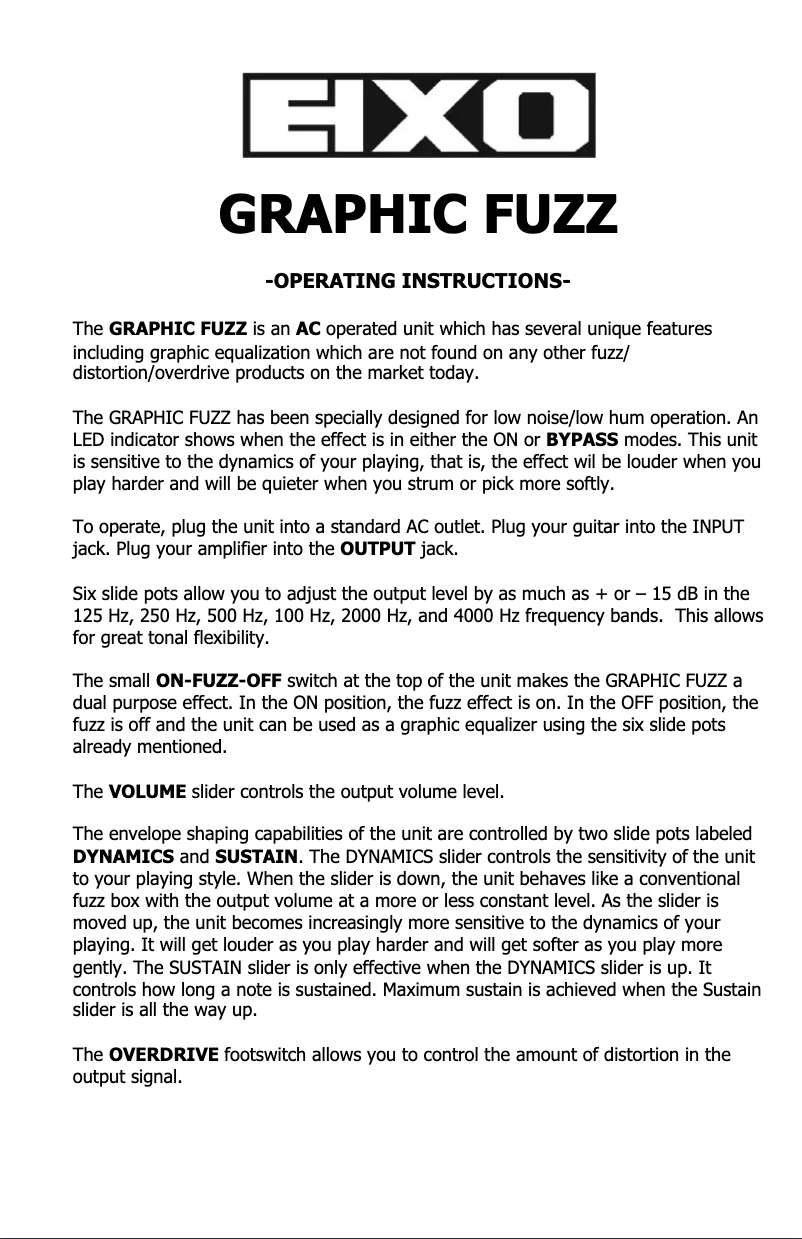 Image de la première page du manuel de l'appareil Graphic Fuzz