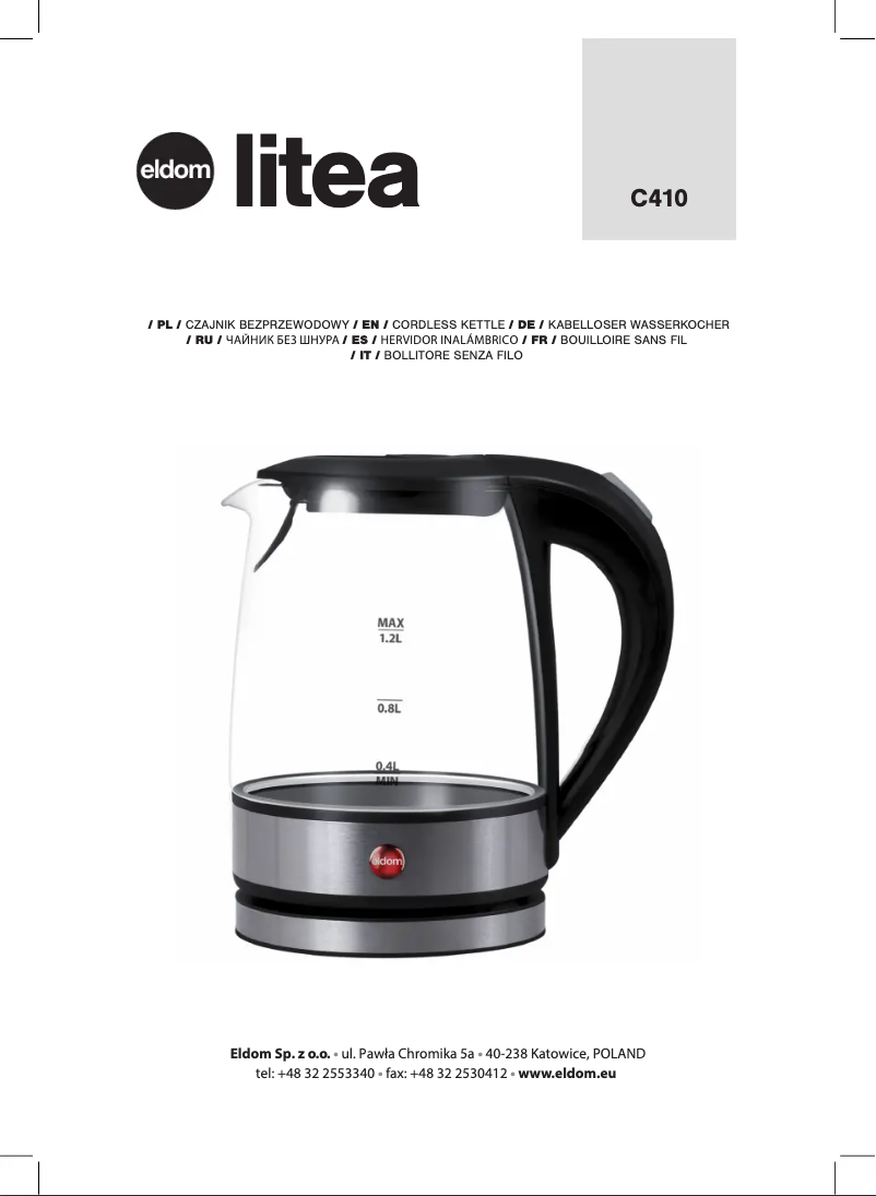 Page n°1 - Manuel utilisateur Eldom Litea C410